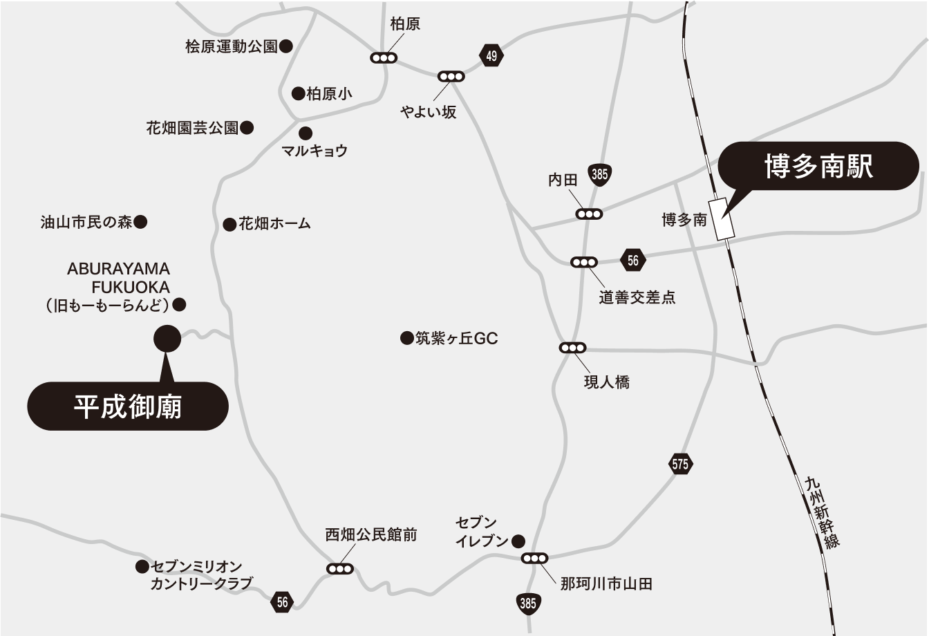 博多南駅（那珂川方面）コース 路線図